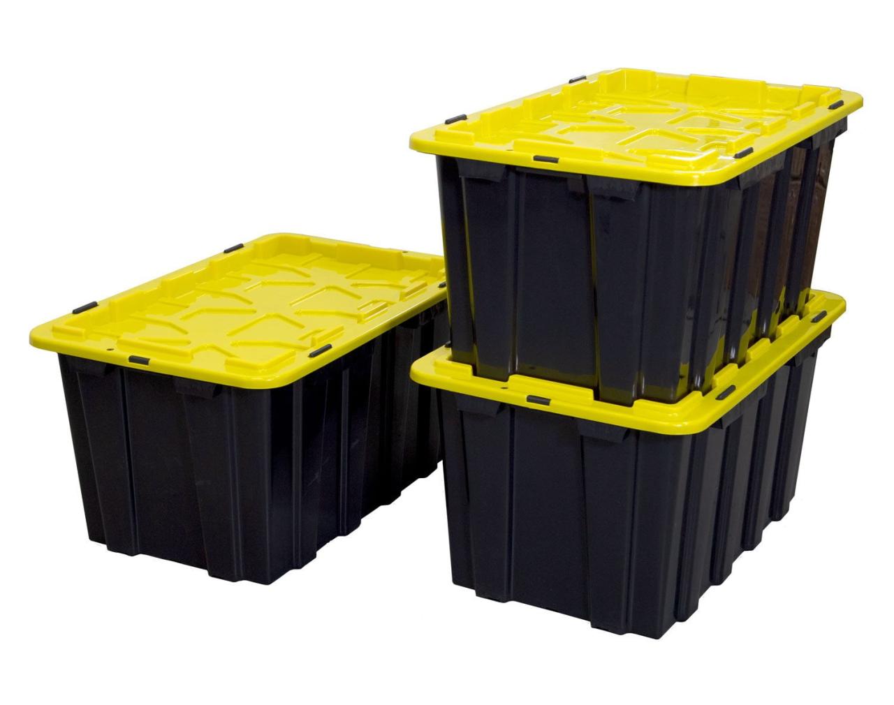 Mount-It! 15.8 Gallon Heavy-Duty Storage Bins, Black, 3 Count - Walmart.com